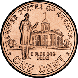 реверс 1¢ (пенни) 2009 "США - 1 Cent / 2009 Professional Life Illinois - D"