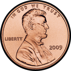 аверс 1¢ (penny) 2009 "USA - 1 Cent / 2009 předsednictví - P"