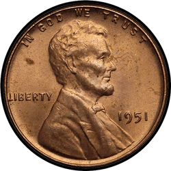 аверс 1¢ (penny) 1951 ""