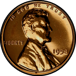 аверс 1¢ (penny) 1958 ""