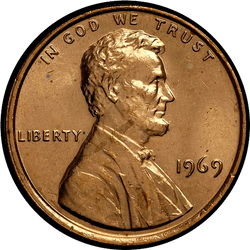 аверс 1¢ (пенни) 1969 ""