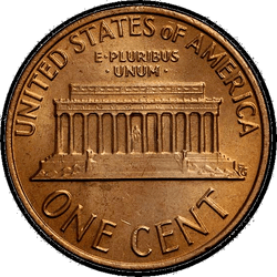 реверс 1¢ (penny) 1977 "USA - 1 Cent / 1977 - S Důkaz"