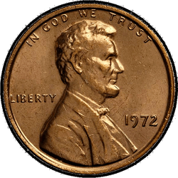 аверс 1¢ (penny) 1972 ""