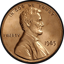 аверс 1¢ (пенни) 1985 "США - 1 Cent / 1985 - S PROOF"