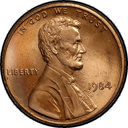 аверс 1¢ (пенни) 1984 "США - 1 Cent / 1984 - S PROOF"