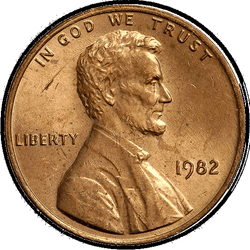аверс 1¢ (пенни) 1982 ""