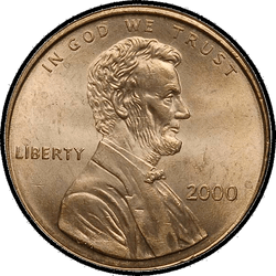 аверс 1¢ (пенни) 2000 "США - 1 Cent / 2000 - P"