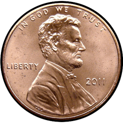 аверс 1¢ (penny) 2011 "미국 - 1 센트 / 2011 - D"