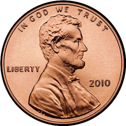 аверс 1¢ (пенни) 2010 "США - 1 Cent / 2010 - D"