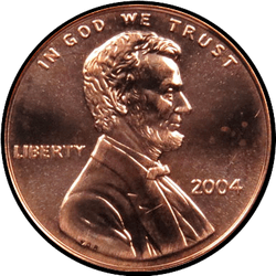 аверс 1¢ (penny) 2004 "EUA - 1 Cent / 2004 - S Proof"