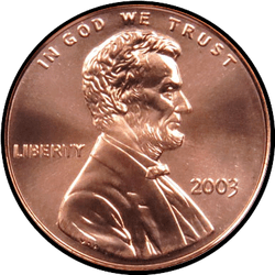 аверс 1¢ (пенни) 2003 "США - 1 Cent / 2003 - P"