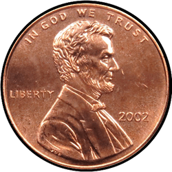 аверс 1¢ (penny) 2002 "USA - 1 Cent / 2002 - P"