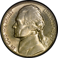 аверс 5¢ (nickel) 1957 ""