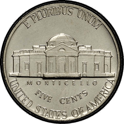 реверс 5¢ (nickel) 1959 "USA - 5 Cents / 1959 - Jefferson Five Cent 1959"