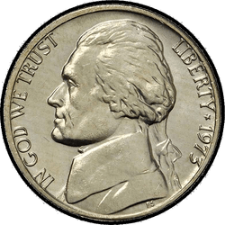 аверс 5¢ (nickel) 1973 "EUA - 5 cêntimos / 1973 - S Proof"