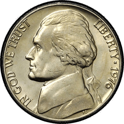 аверс 5¢ (никель) 1976 "США - 5 Cents / 1976 - S PROOF"