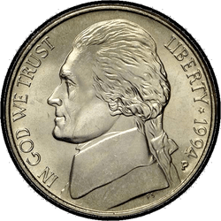 аверс 5¢ (nickel) 1994 "EUA - 5 cêntimos / 1994 - S Proof"