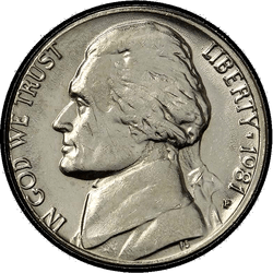 аверс 5¢ (nickel) 1981 "USA - 5 cent / 1981 - { "_": "S T1 Pf"}"