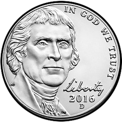 аверс 5¢ (nickel) 2016 "D"