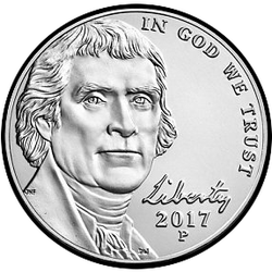 аверс 5¢ (nickel) 2017 "P"