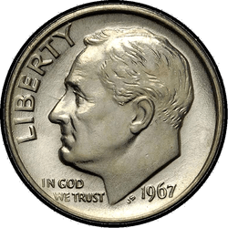 аверс 10¢ (dime) 1973 "미국 - 다임 / 1973 - 증거 S"
