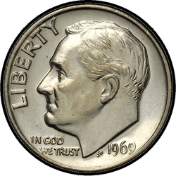 аверс 10¢ (dime) 1969 ""