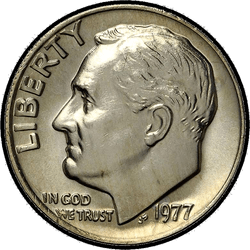 аверс 10¢ (dime) 1977 "संयुक्त राज्य अमरीका - Dime / 1977 - सबूत"