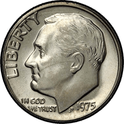аверс 10¢ (dime) 1975 "संयुक्त राज्य अमरीका - Dime / 1975 - सबूत"