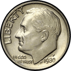 аверс 10¢ (dime) 1980 "미국 - 다임 / 1980 - 증거 S"