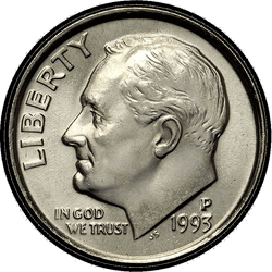 аверс 10¢ (dime) 1993 "미국 - 다임 / 1993 - 증거 S"
