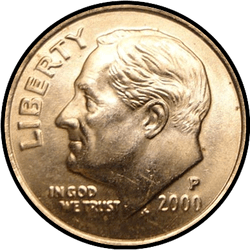 аверс 10¢ (dime) 2000 "संयुक्त राज्य अमरीका - Dime / 2000 - चांदी"