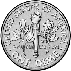 реверс 10¢ (dime) 2015 "Roosevelt, 10 ¢ / 2015 / Silver"