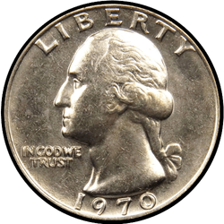 аверс 25¢ (quarter) 1970 "EUA - Trimestre / 1970 - S Proof"