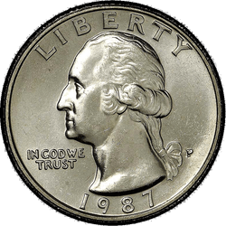 аверс 25¢ (quarter) 1987 "الولايات المتحدة الأمريكية - الربع / 1987 - S الدليل"