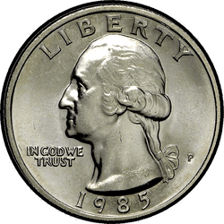 аверс 25¢ (quarter) 1985 "EUA - Trimestre / 1985 - S Proof"