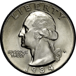 аверс 25¢ (quarter) 1984 "USA - Quarter / 1984 - S Důkaz"