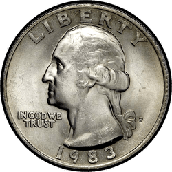 аверс 25¢ (quarter) 1983 "EUA - Trimestre / 1983 - S Proof"