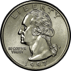 аверс 25¢ (quarter) 1997 "الولايات المتحدة الأمريكية - الربع / 1997 - فضية"
