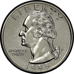 аверс 25¢ (quarter) 1995 "미국 - 분기 / 1995 - 실버"