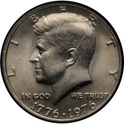 аверс 50¢ (half) 1976 "संयुक्त राज्य अमरीका - 50 सेंट (आधा डॉलर) / 1976 - { "_": "डी"}"