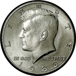 аверс 50¢ (half) 1983 "EUA - 50 Cents (meio dólar) / 1983 - S Proof"