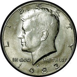 аверс 50¢ (half) 1982 "미국 - 50 센트 (하프 달러) / 1982 - S 증명"