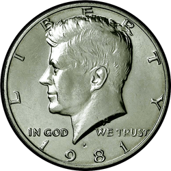аверс 50¢ (half) 1981 "संयुक्त राज्य अमरीका - 50 सेंट (आधा डॉलर) / 1981 - एस टी 1 सबूत"
