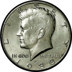 аверс 50¢ (халф) 1980 "США - 50 центов (полдоллара) / 1980 - S PROOF"
