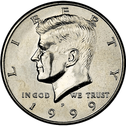 аверс 50¢ (half) 1999 "الولايات المتحدة الأمريكية - 50 سنتا (نصف الدولار) / 1999 - فضية العلاقات العامة"