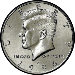 аверс 50¢ (half) 1996 "EUA - 50 Cents (meio dólar) / 1996 - Silver Pr"