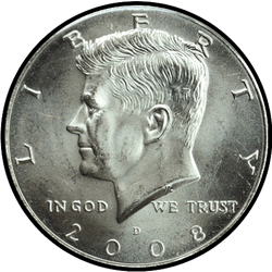 аверс 50¢ (half) 2008 "संयुक्त राज्य अमरीका - 50 सेंट (आधा डॉलर) / 2008 - चांदी"