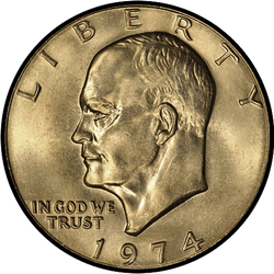 аверс 1$ (buck) 1974 "USA - 1 Dollar / 1974 - S Důkaz"