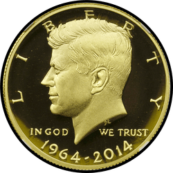 аверс 50¢ (half) 2014 "संयुक्त राज्य अमरीका - 50 सेंट (आधा डॉलर) / 1964 - { "_": "गोल्ड 2014"}"