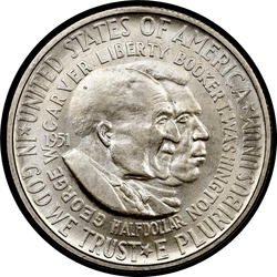 аверс 50¢ (half) 1951 "USA - 50 Cents (demi-dollar) / 1951 - D WASHINGTON-CARVER MS"